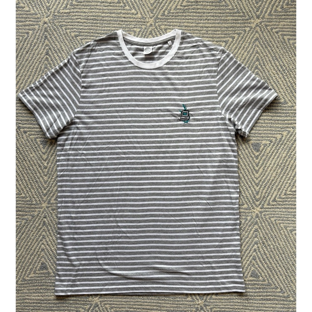 Skinnifit Computer Logo T-Shirt - Grey/White Stripe - Large